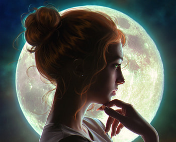 Witch, profile, shadow, hand, halloween, moon, fantasy, face, luna, ekaterinaabr HD wallpaper