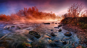 Red Mist, colorful, flowing, beautiful, misty HD wallpaper