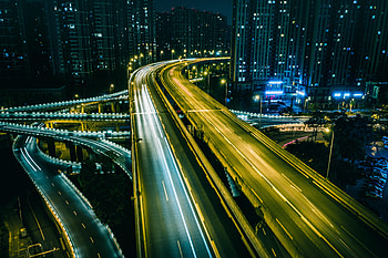 Cities, Night, Road, Long Exposure HD wallpaper
