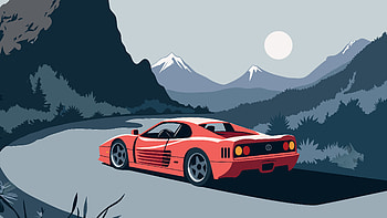 Retro Drift Through The Wild, cars, ferrari, artwork, art, digital-art, artist HD wallpaper