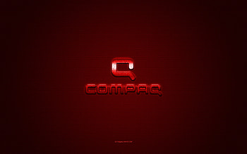 Compaq logo, red shiny logo, Compaq metal emblem, red carbon fiber texture, Compaq, brands, creative art, Compaq emblem HD wallpaper