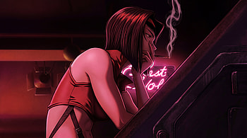 Cowboy Bebop - Faye Valentine Anime Girl Waifu Smoking in Bar HD wallpaper