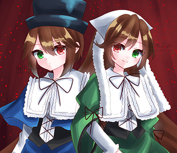 Suiseiseki & Souseiseki, heterochromia, Souseiseki (Rozen Maiden), Suiseiseki (Rozen Maiden), Anime, Rozen Maiden HD wallpaper