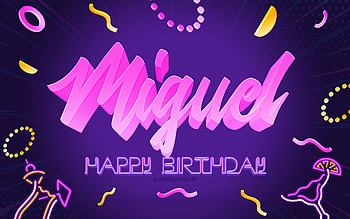 Happy Birtay Miguel, , Purple Party Background, Miguel, creative art, Happy Miguel birtay, Miguel name, Miguel Birtay, Birtay Party Background HD wallpaper