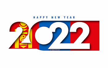 Happy New Year 2022 Mongolia, white background, Mongolia 2022, Mongolia 2022 New Year, 2022 concepts, Mongolia, Flag of Mongolia HD wallpaper