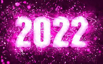 Happy New Year 2022, purple neon lights, 2022 concepts, 2022 new year, 2022 on purple background, 2022 year digits, 2022 purple digits HD wallpaper