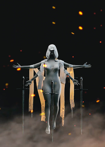 Woman Android with swords, digital art HD phone wallpaper