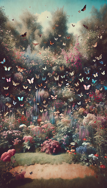 Enchanting Butterfly Garden, butterfly, flower, garden, nature HD phone wallpaper