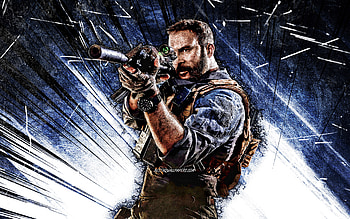 Captain Price, grunge art, Call Of Duty Modern Warfare, artwork, blue abstract rays, Call Of Duty, Captain Price Call Of Duty HD wallpaper