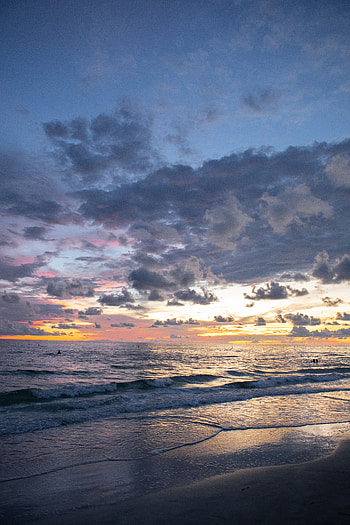 Nature, Sea, Twilight, Clouds, Waves, Beach, Dusk HD phone wallpaper