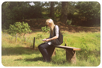 sitting, grass, girl, people, female HD wallpaper