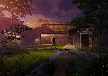 Taking Shortcut To School, anime-girl, anime, artist, artwork, digital-art HD wallpaper