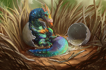New born dragon, egg, brooklyn smith, fantasy, art, dragon, luminos, mini HD wallpaper