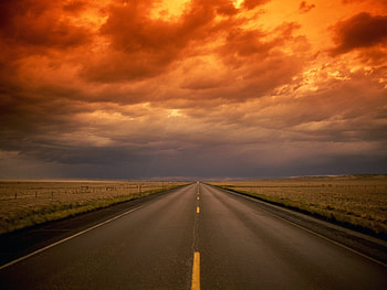 Landscape, Sunset, Fields, Roads, Clouds HD wallpaper