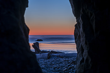 Nature, Sunset, Horizon, Cave HD wallpaper