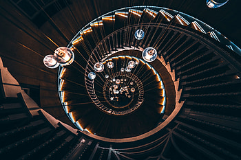 Stair, decoration, light balls, spiral HD wallpaper
