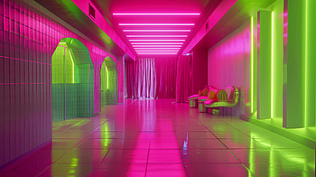 Neon Aesthetic Interior Room, room, interior, neon aesthetic, neon lights, modern interior HD wallpaper