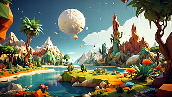 Alien Planet, alien, planet, polygon, astronaut, lake HD wallpaper