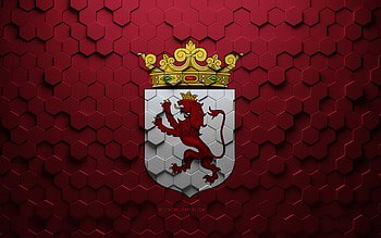 Flag of Leon, honeycomb art, Leon hexagons flag, Leon 3d hexagons art, Leon flag HD wallpaper