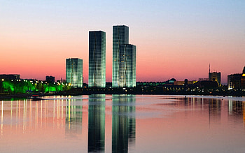 Cities, Houses, Trees, City, Building, Shine, Light, Kazakhstan, Astana HD wallpaper