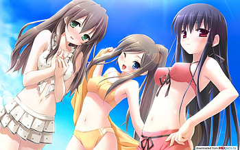 anime, girl, girls, three HD wallpaper
