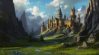 Majestic Castle in Ultra, castle, artistic, mountain, fantasy, landscape, fantasy landscape HD wallpaper
