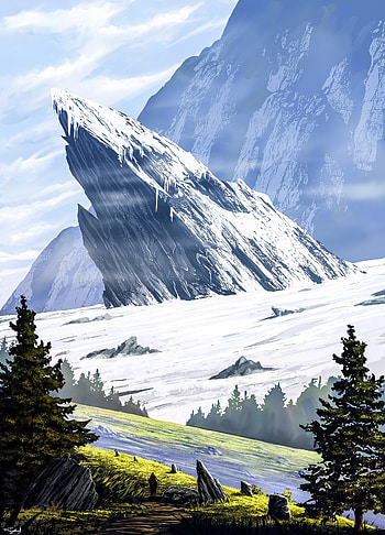 Landscape, Art, Mountains, Snow, Rocks, Journey HD phone wallpaper