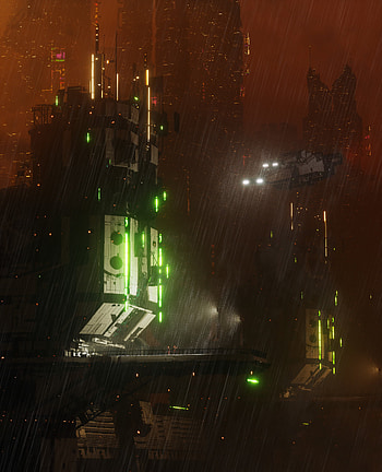 Art, Rain, Night, Dark, Sci-Fi, Station HD phone wallpaper