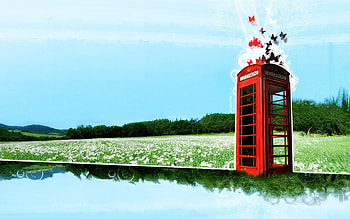 call me, grass, telebooth HD wallpaper