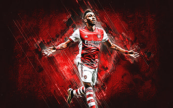 Pierre-Emerick Aubameyang, Arsenal FC, London, Gabonese footballer, red stone background, football, Aubameyang Arsenal FC, Premier League, England HD wallpaper