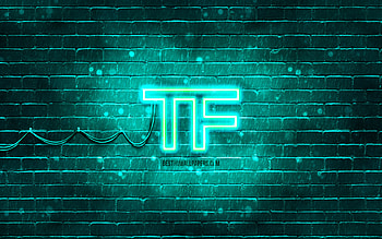 Tom Ford turquoise logo, , turquoise brickwall, Tom Ford logo, brands, Tom Ford neon logo, Tom Ford HD wallpaper