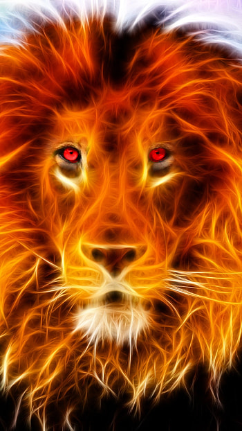 Fire Lion, Neon, Lion HD phone wallpaper