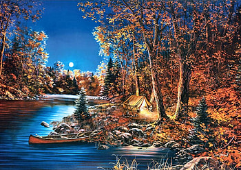Still of the Night, art, landscape, beautiful, illustration, lake, artwork, wide screen, painting, nature, water HD wallpaper