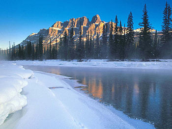 Nature, Rivers, Mountains, Ice, Shore, Bank, Morning HD wallpaper