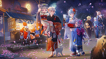 Aether Ganyu Kaedehara Kazuha Kamisato Ayaka Klee Paimon Genshin Impact HD wallpaper
