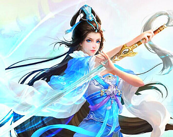 Oriental Beauty, blue, sword, fantasy, woman HD wallpaper