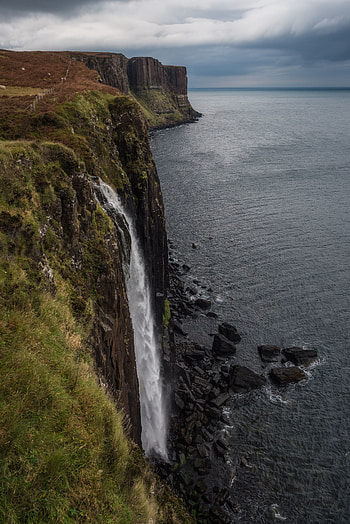 Nature, Grass, Sea, Rock, Waterfall HD phone wallpaper