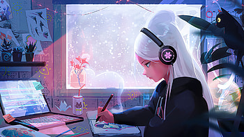 Lofi-Girl, Music, Girl, Head, Lofi HD wallpaper