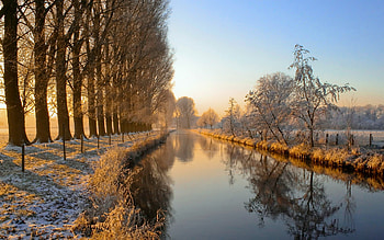 Riverside travels, Landscapes winter trees, Riverside , landscape HD wallpaper
