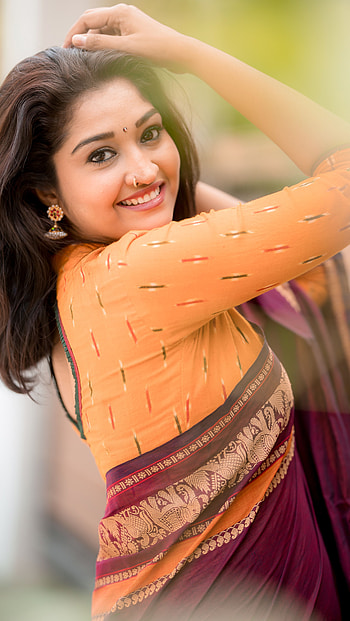 Neelima ravi, tamil actress, saree beauty, neelima HD phone wallpaper