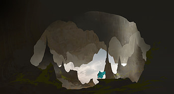 Art, Rocks, Silhouette, Cave, Traveler, Wayfarer HD wallpaper
