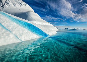 The Stripe, Greenland, sea, White, beautiful, Greenland, Underwater, Stripe, Iceberg, Artic, clouds, water, Blue HD wallpaper