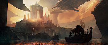 Building, Fantasy, City, Ship, Water HD wallpaper