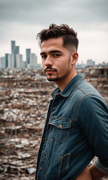 Handsome Man, AI Art, portrait, city HD phone wallpaper