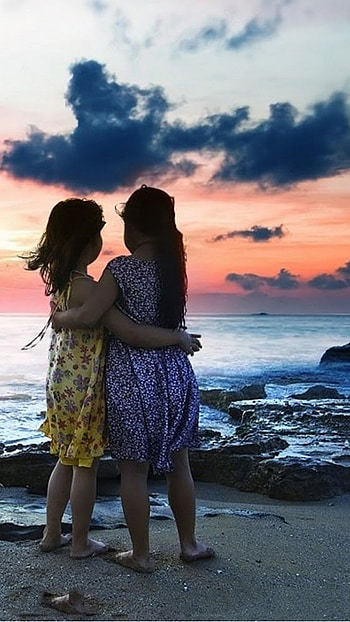 Best Friends, Sunset, Background HD phone wallpaper