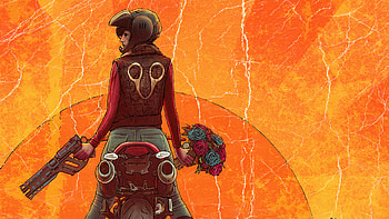 Biker Girl With Gun And Roses, biker, artist, artwork, digital-art, artstation HD wallpaper