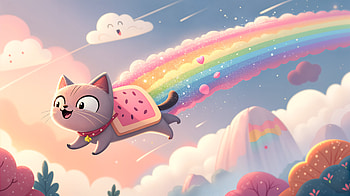 Nyan Cat Ultra – Vibrant Rainbow Cat Adventure, nyan cat, cat, rainbow, cloud, cartoon HD wallpaper