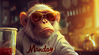 Monday Mood Monkey, monday, monkey, sunglasses, bar, cartoon HD wallpaper