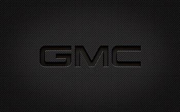 GMC carbon logo, , grunge art, carbon background, creative, GMC black logo, cars brands, GMC logo, GMC HD wallpaper