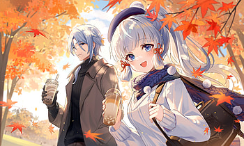 Kamisato Ayaka & Ayato Autumn Vibes – Genshin Impact, Kamisato Ayaka (Genshin Impact), Kamisato Ayato, video game, Genshin Impact HD wallpaper